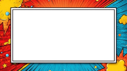 Colorful Pop Art Frame for Comic Style Designs with Dramatic Background and Empty Space for Text or Images