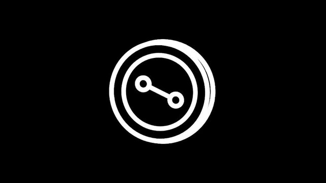 Minimalist white button icon with two holes on a black background