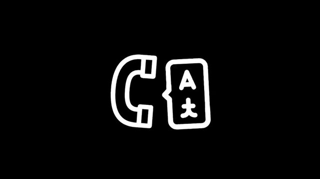 Hand-drawn icon of a telephone receiver and a speech bubble with text