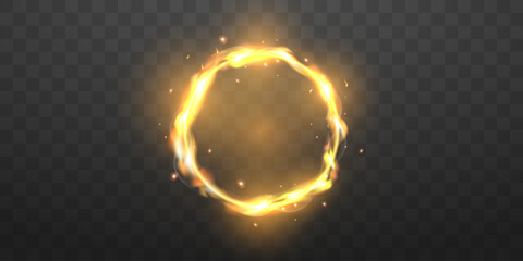Burning Fire Ring Circle Isolated on Transparent Background