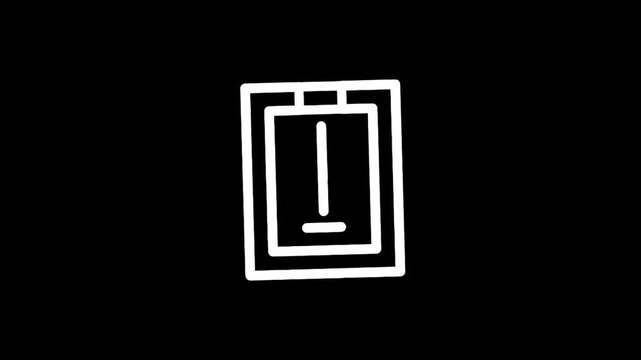 Simple white outline of a light switch on a black background