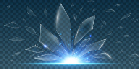 Glowing Glass Crystal Abstract Shape Isolated on Transparent Background