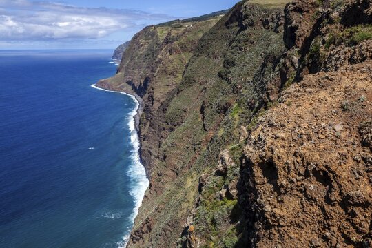 View of the cliffs from the Miradouro Farol da Ponta do Pargo, Ponta do Pargo, Madeira, Portugal