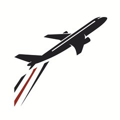 Modern Airplane Silhouette Vector Icon in Dynamic Flight