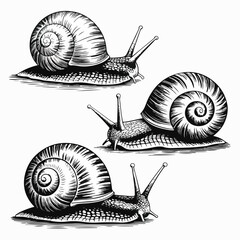 Vintage Snail Engraving Set &ndash; Detailed Hand‑Drawn Gastropod Illustrations