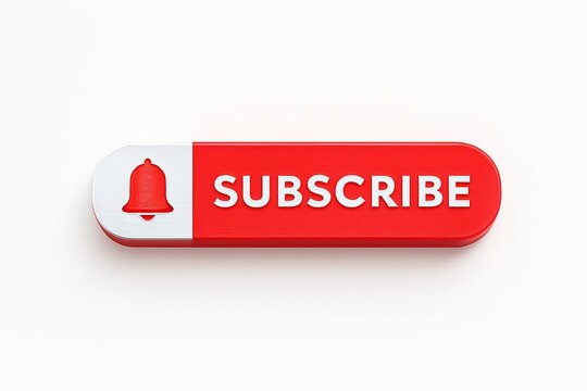 A red subscribe button with a notification bell icon on a white background.