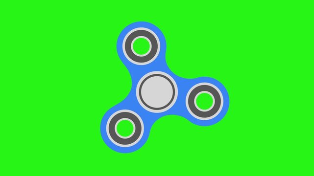 Animated fidget spinner toy rotating on green screen background