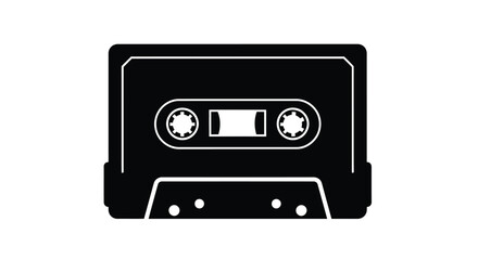 Fototapeta premium Black and white illustration of a vintage audio cassette tape
