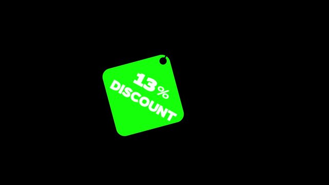 Green thirteen percent discount price tag motion