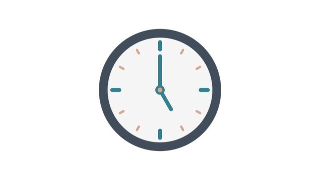 Simple clock time lapse animation on white background showing time passing concept