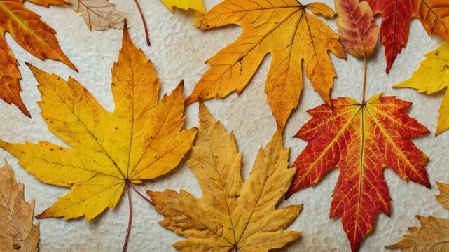 Video A collection of variously colored leaves in a single frame