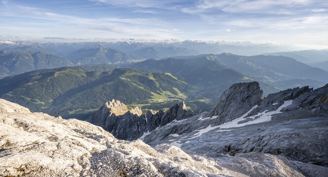 View of Bergpanorana, summit of the Hochk&ouml;nig, Berchtesgaden Alps, Salzburger Land, Austria