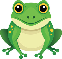 Fototapeta premium Green frog cartoon isolated on transparent background