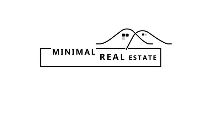 Minimalist logo with text MINIMAL and abstract mountain peaks image photo