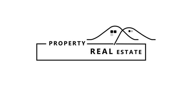 PROPERTY logo with abstract mountain peaks and rectangle frame PROPERTY