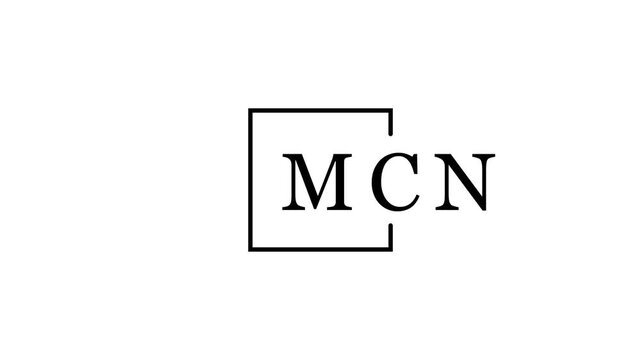 MCN logo with letters inside a square frame on a white background alphabet typography