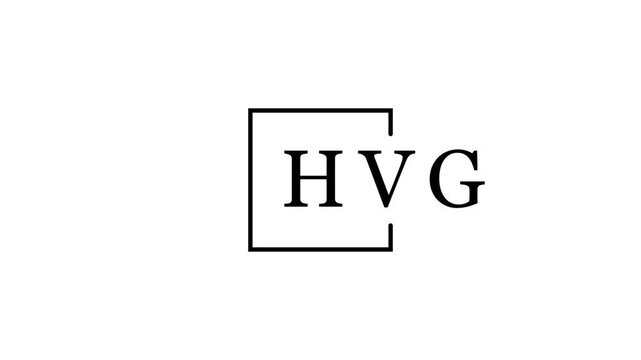 HVG logo with letters inside a square frame on a white background alphabet typography