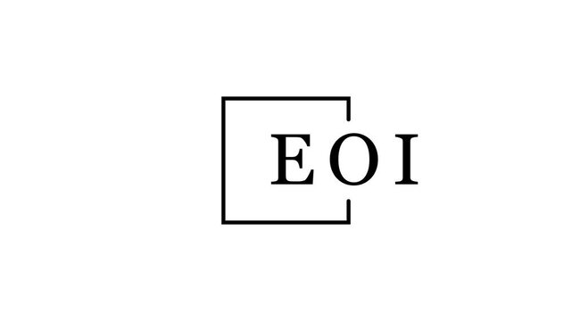Monogram EOI inside a square frame on a white background letters alphabet