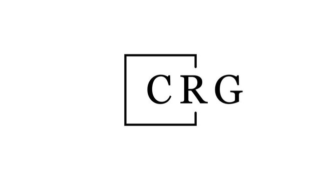 Black square frame with letters CRG inside on a white background alphabet typography