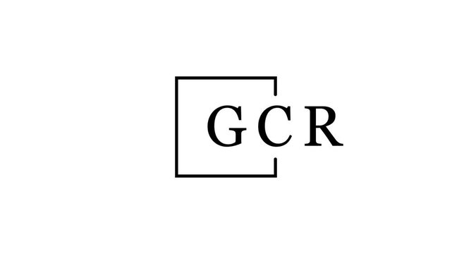 Black GCR monogram inside a square frame on a white background logo letter