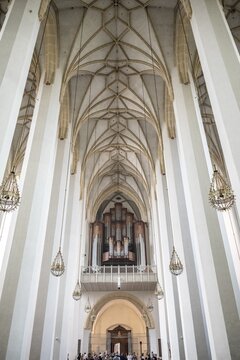 Interior, nave with organ, Church of Our Lady, Munich, Bavaria, Germany