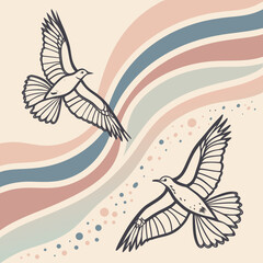 Obraz premium Stylized Birds in Flight with Abstract Background