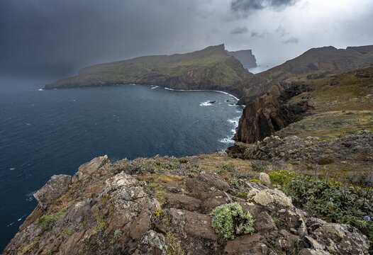 Rock promontory, coastal landscape, cliffs and sea, rugged coast with rock formations, Cape Ponta de S&atilde;o Louren&ccedil;o, Madeira, Portugal