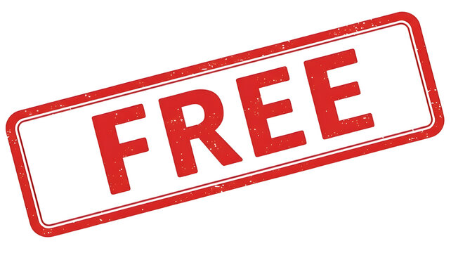 Red Rectangular Stamp Marked "FREE" for Sales and Promotions Transparent background