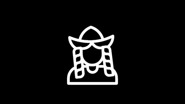 Stylized icon of a person wearing a traditional hat and braided hair