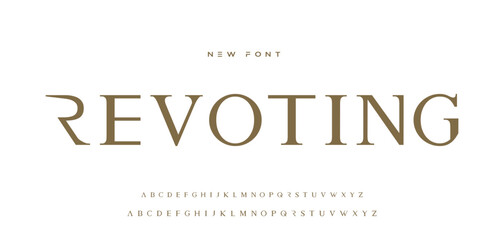 Obraz premium Elegant alphabet beauty logo font. Classic Modern luxury Serif Minimal Fashion. Typography decoration logotype fonts, wedding, logos. vector illustration