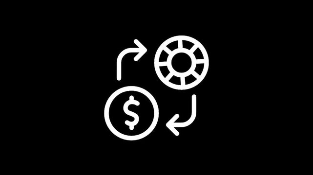 Icon representing the exchange of money for casino chips and vice versa
