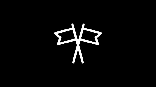 Simple white signpost icon on a black background, representing direction or information