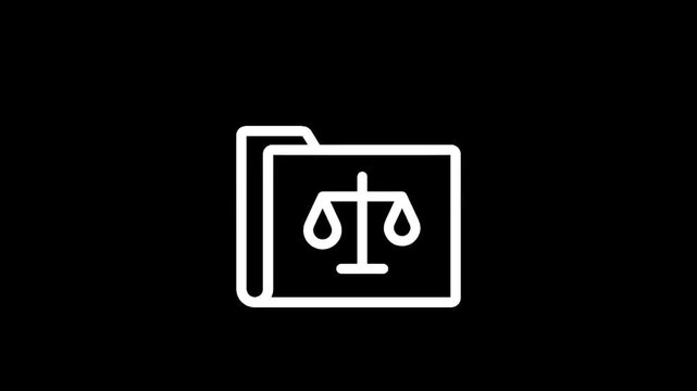 Legal document folder icon with scales of justice symbol representing law and justice