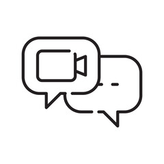 video chat black line icon.