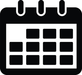 Black Calendar Icon with Grid of Squares Keywords: calendar, icon, symbol, schedule, date