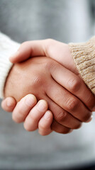 Vertical close up of diverse people shaking hands for agreement
