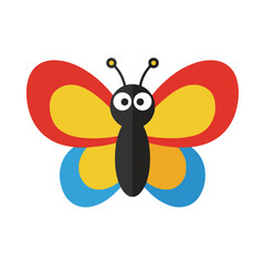 Cute Colorful Cartoon Butterfly Icon Simple Flat Design © Anita