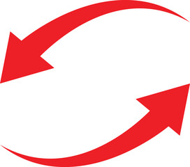 Two Red Curved Arrows in Circular Motion on White Background