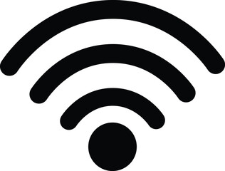 Black Wi- Fi Signal Icon on White Background wifi wireless
