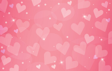 Cute romantic  horizontal pink background with hearts in  boke style. Valentine`s day concept. 
