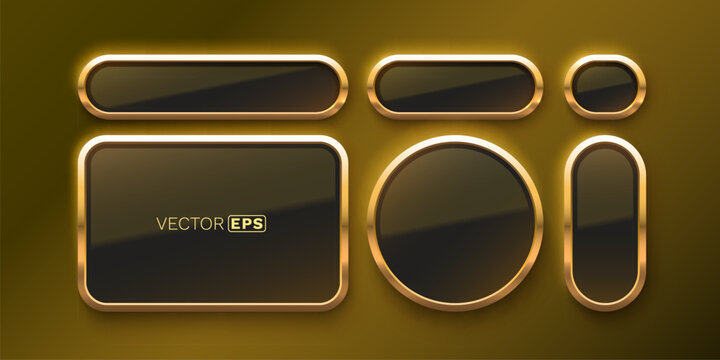 Elegant golden frame and button set on a dark background.