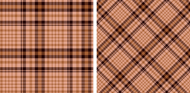 Seamless beige,brown color check pattern.Repeating patern plaid.Checkered design for prints.Repeated tartan fabric. Vector scottish fabriс.Ekose texture.Madras flannel.Checker line.Stripe gingham.