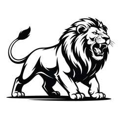 Obraz premium A striking black and white illustration of a majestic african lion
