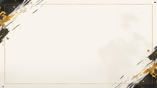和モダンな金の箔押しと黒の筆致フレーム背景
