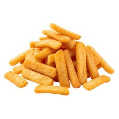 Pile of Savory Potato Sticks on Black Background snacks isolated on Transparent Background