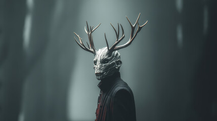 Evil spirit of the forest, undead creature with deer's antlers