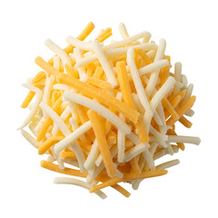 Pile of Shredded Cheese Mix on Black mixed cheddar isolated on Transparent Background