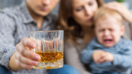 Man drinks heavily, his family is upset