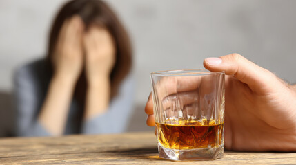 Her husband drinks again. She cries in disbelief