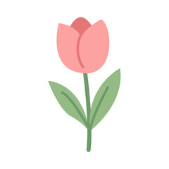 Fototapeta premium Vector set of spring Easter flowers and insects in flat style isolated on white background.
